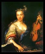 unknow artist Portrait of Young Woman Playing the Viola da Gamba Sweden oil painting artist